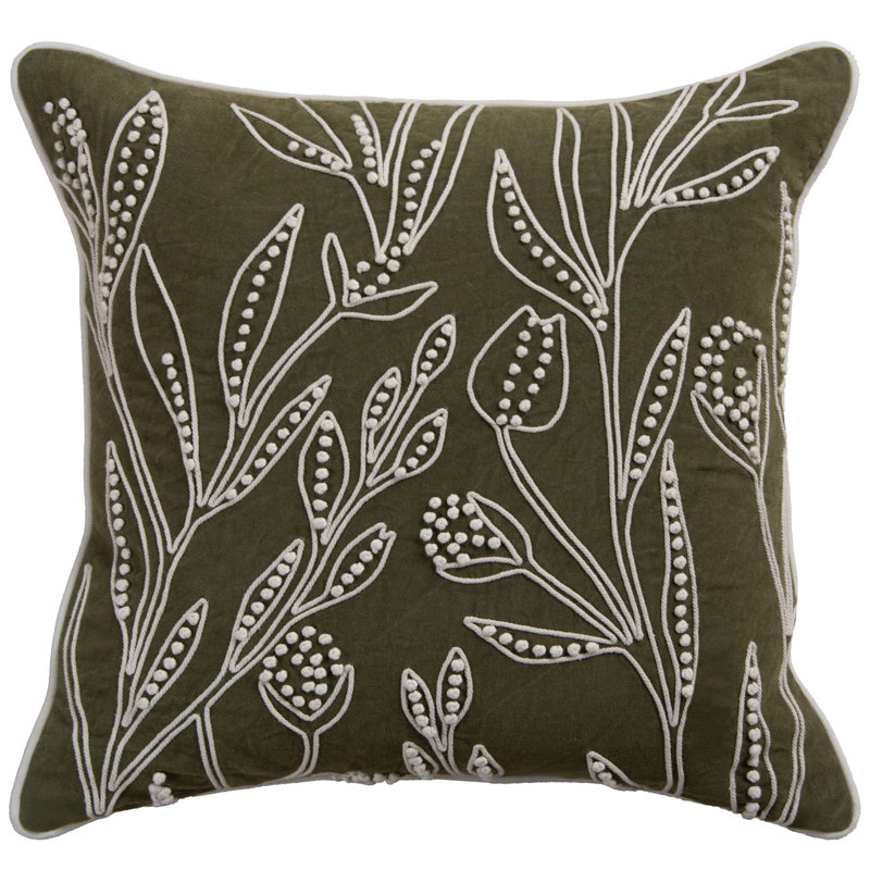 Coussin 100 % coton, Polyester, Vert / Naturel