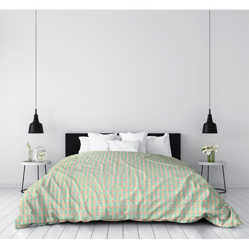 Housse de couette simple Katelyn Elizabeth, Housse de couette pour lit simple, Saumon clair / aigue-marine moyenne