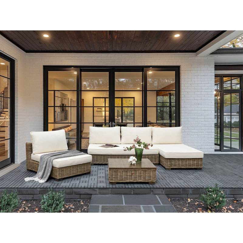 Lounge Set Varallo Rattan Grey, Right Hand Facing