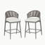 Ensemble de 2 tabourets de comptoir avec cadre en métal et rotin PE, ensemble de 2, gris mat-1933573409