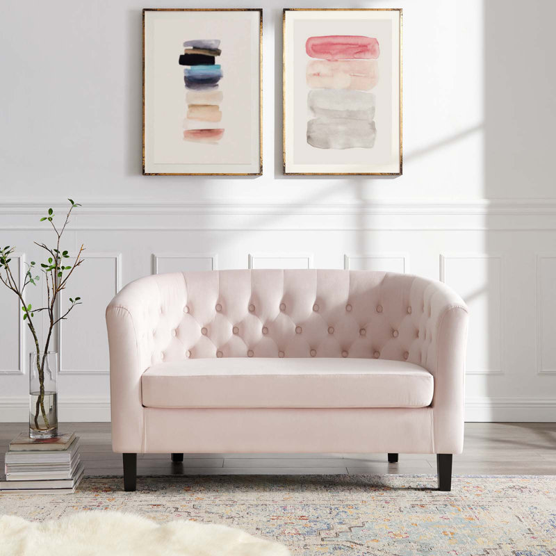 Causeuse en velours argenté Orchid Greta, Rose