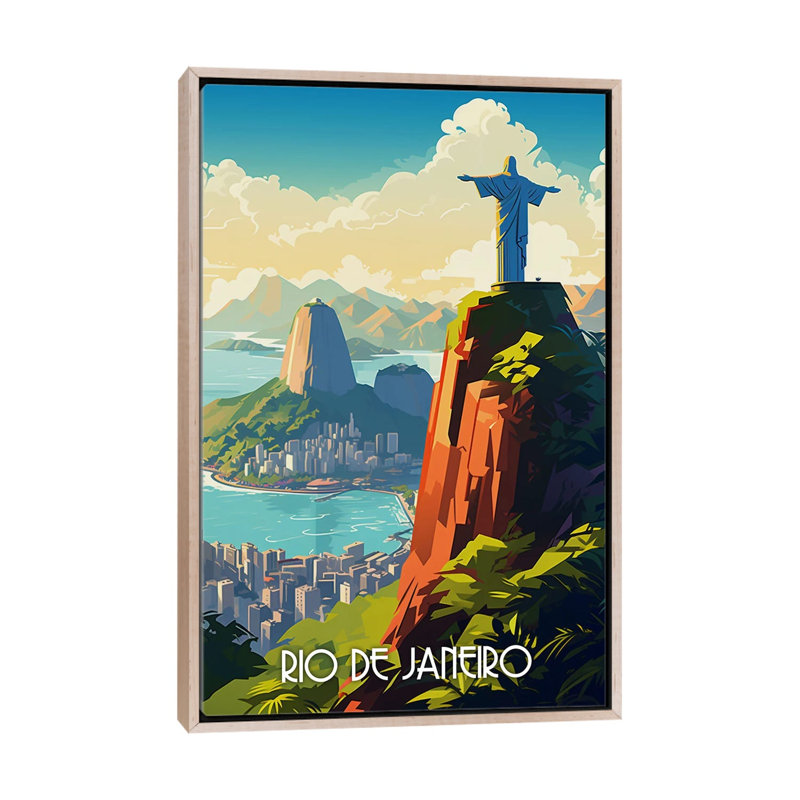 Rio de Janeiro, Cadre flottant en bois naturel, H 26 po x l 18 po