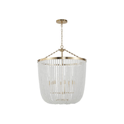 8-Light Gold Chandelier With Clear Beaded hanging Glass