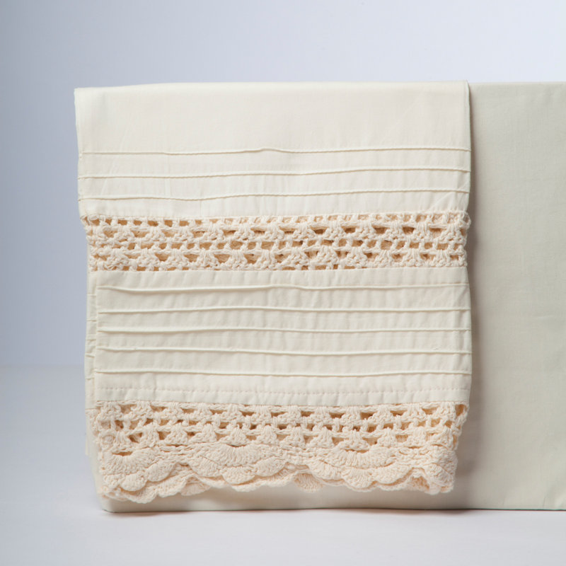 Dainty Crochet Sheet Set, Ivory, Twin Sheet Set + 1 Pillowcase