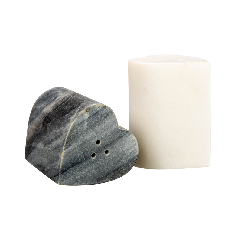 Heart-Shaped Marble Salt And Pepper Shakers