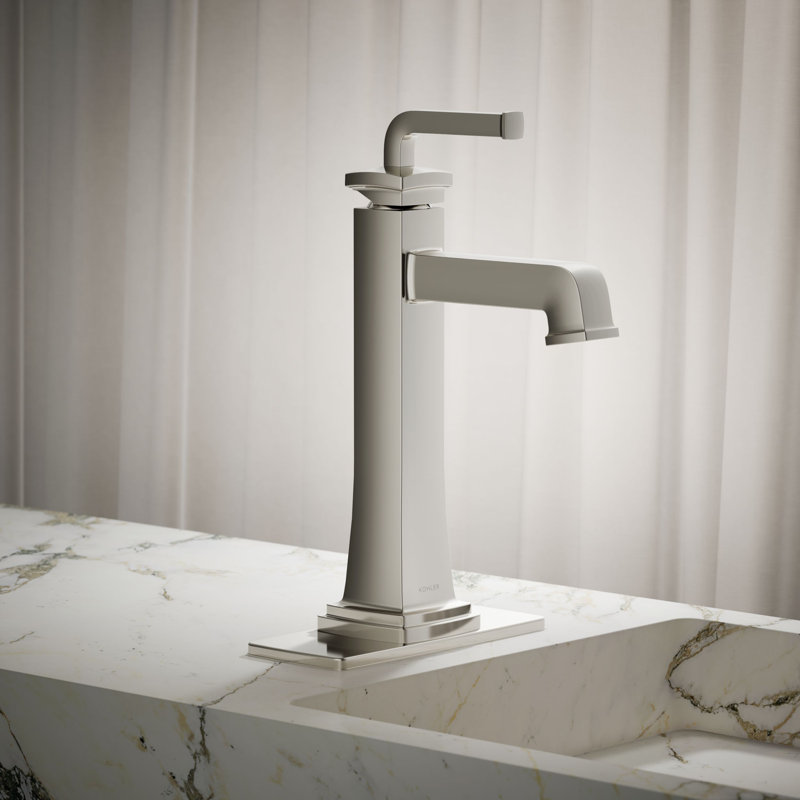 Riff Tall Single-Handle Bathroom Sink Faucet, Nickel poli de couleur vibrante, 0,5 gallons par minute