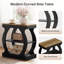 Table d'appoint moderne à 3 niveaux avec structure incurvée, table de bout étroite en bois pour le salon ou les petits espaces, chêne rustique et noir-1559252997