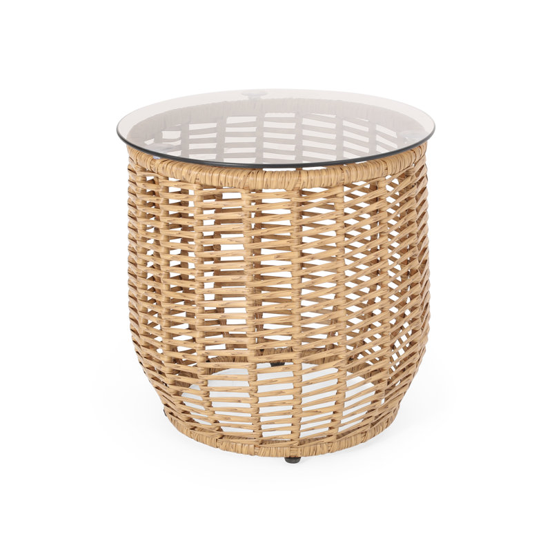 Outdoor Patio Side Table, Light Brown