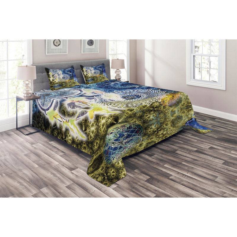 Puppy Eclectic Polyester Abstract Coverlet, King Bedspread + 2 Shams