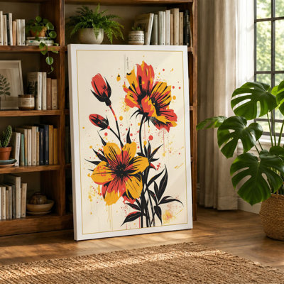 Vibrant Dahlia Study Botanical - Wrapped Canvas