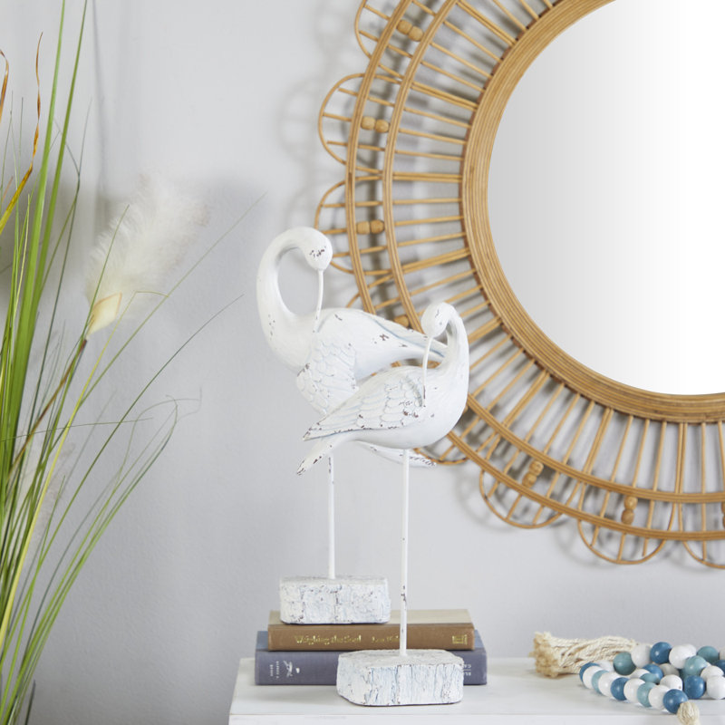 Natural White Polystone Bird Decorative Sculpture Set