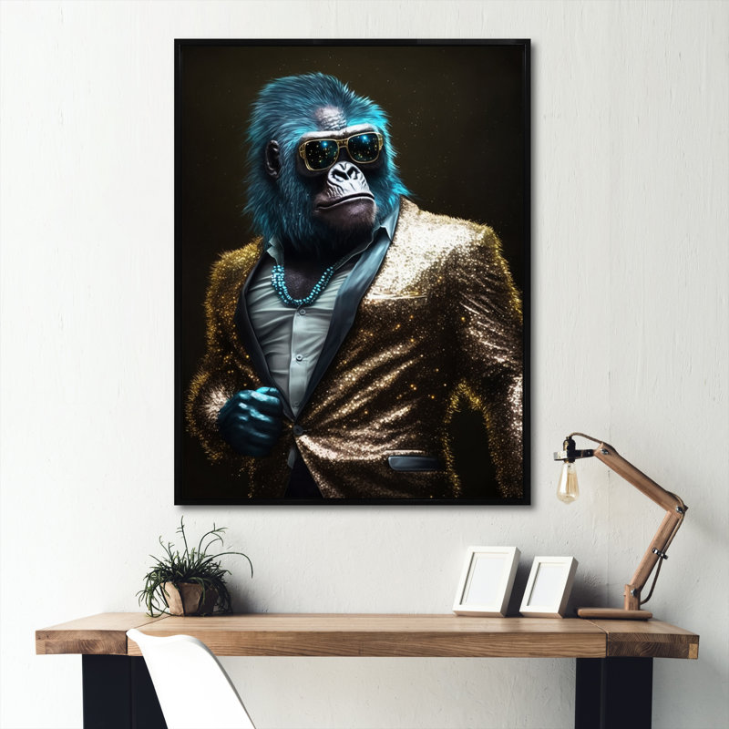 «Disco Style Tuxedo Gorilla II», reproduction sur toile flottante, L 24 po x H 32 po, Noir