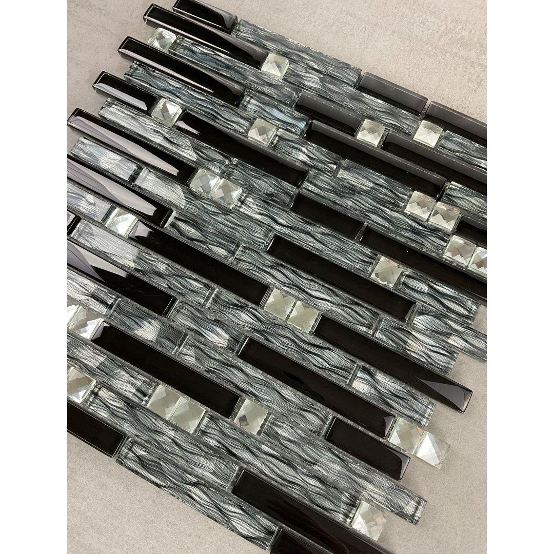 Random Sized Glass & Metal Linear Mosaic Wall Tile ES Stone 