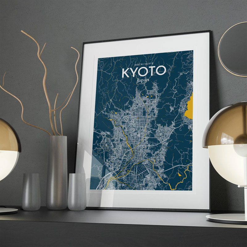 Kyoto City Map In Amuse - No Frame Print, 27.6cm H x 19.7cm W x 0.05cm D