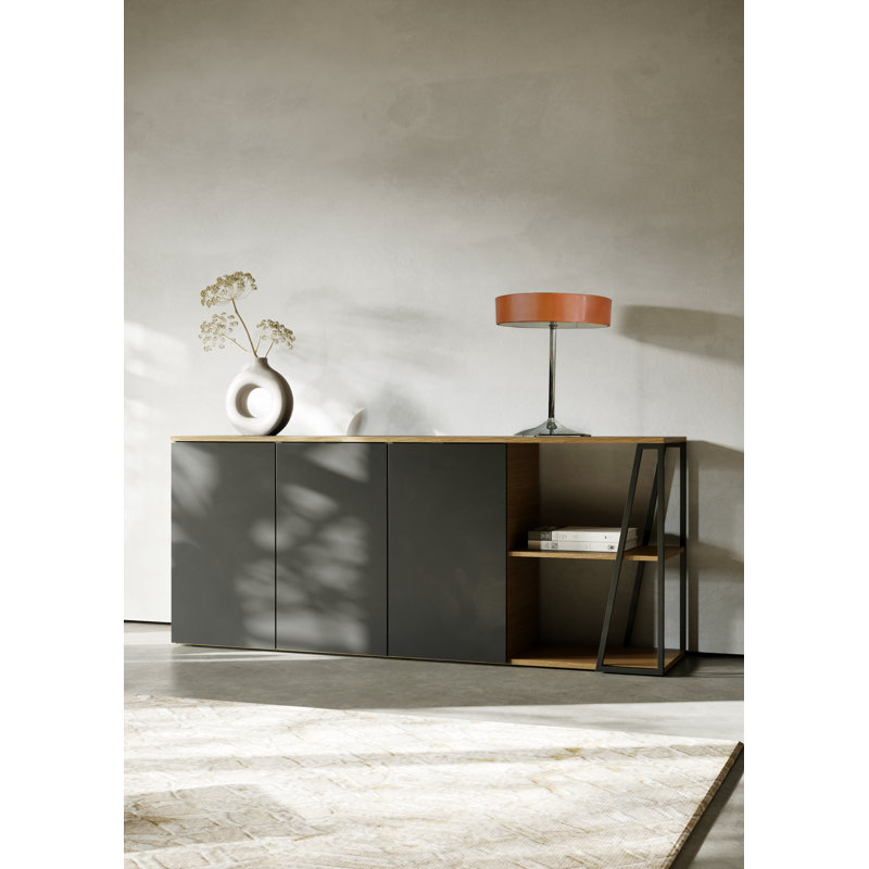 Sharrion 190cm Sideboard, Light Oak/Black