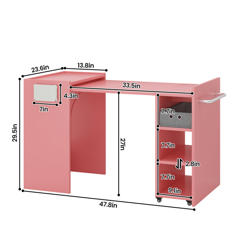 Manicure Folding Table Nail Table Station, Pink