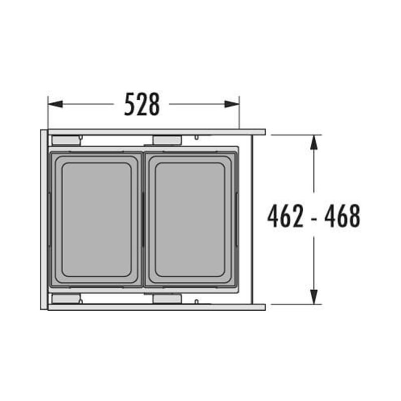 Plastic Open Pull Out/Under Counter Rubbish Bin - 76L, Light Grey
