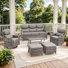 Smilario 7 - Person All-Weather Wicker Outdoor Set With Swivel Chairs, 6" Thick Cushions Included