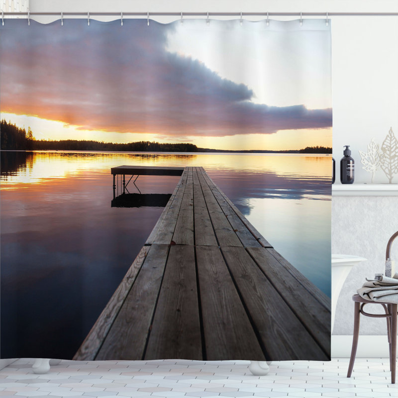 Shower Curtain with Hooks Included, 75" H x 69" W