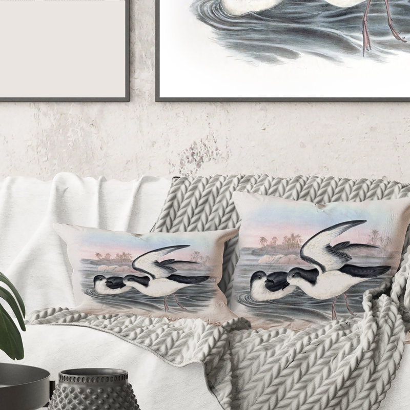 Oiseaux australiens rétro X - coussin traditionnel imprimé, 18" x 18"