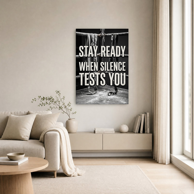 «Stay Ready When Silence Test You Boxing Ring with Wraps», art mural sur toile, H 24 po x l 16 po