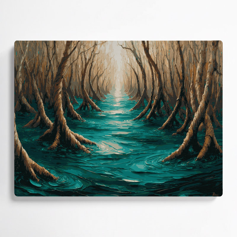 Art mural en métal Coastal Mangrove Maze, H 11 po x l 14 po