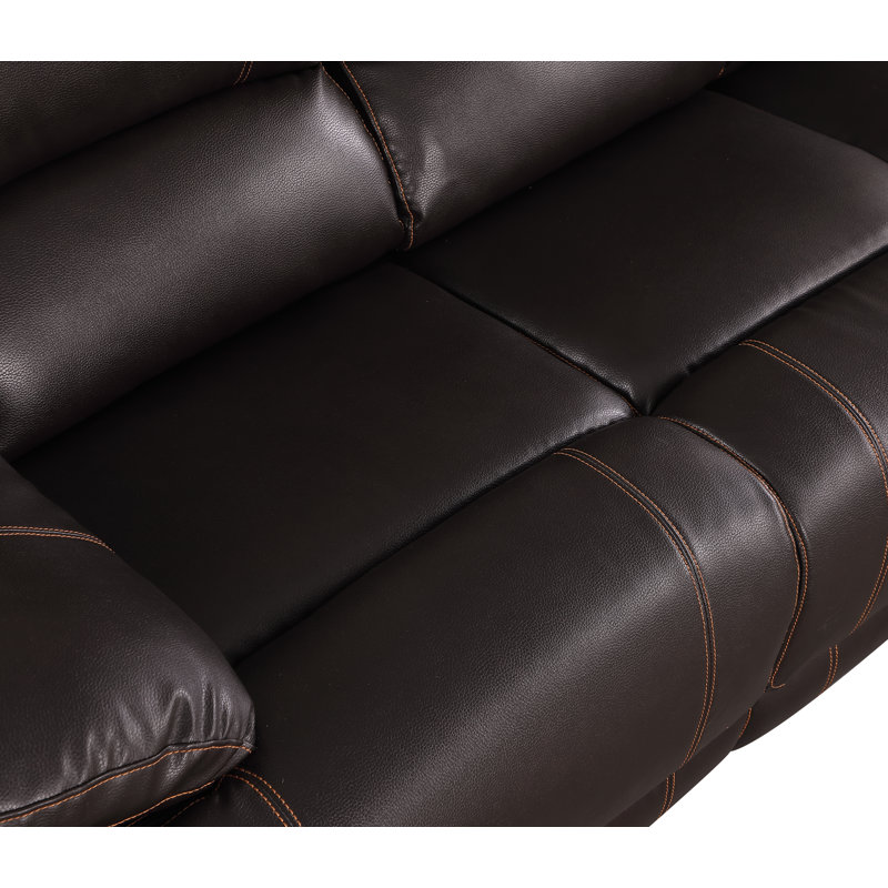 Trower 76'' Faux Leather Reclining Sofa, Brown Faux Leather