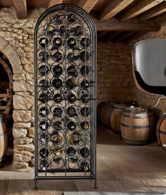Présentoir à vin en fer forgé, comptoir ou plateau de table