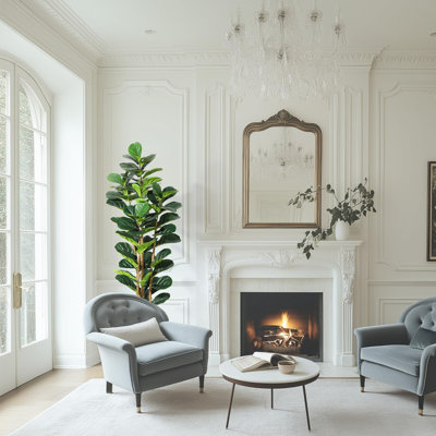Grand arbre à figuier artificiel de 6 pi - plante artificielle réaliste avec 74 feuilles vertes en pot blanc - faux arbre décoratif intérieur / extérieur pour la maison, le bureau et le salon - Taille: 6 pieds