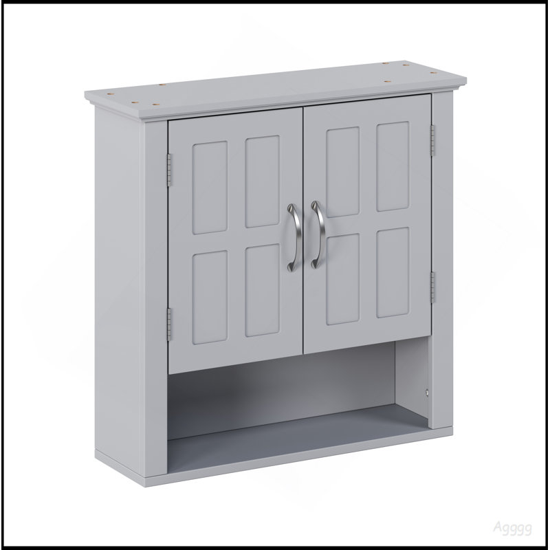 Armoire de rangement murale pour salle de bain, armoire murale multifonctionnelle avec tablettes réglables, armoire à pharmacie pour la salle de lavage et la cuisine et le salon, gris