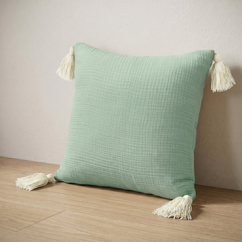 Coussin Ailee, Vert/blanc, Polyester/ bourre en polyester