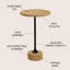 Table de bout à piédestal rond 23,5 po Calix, liège brun clair et table d'appoint en fer noir mat pour le salon ou la chambre à coucher Calix-534895175
