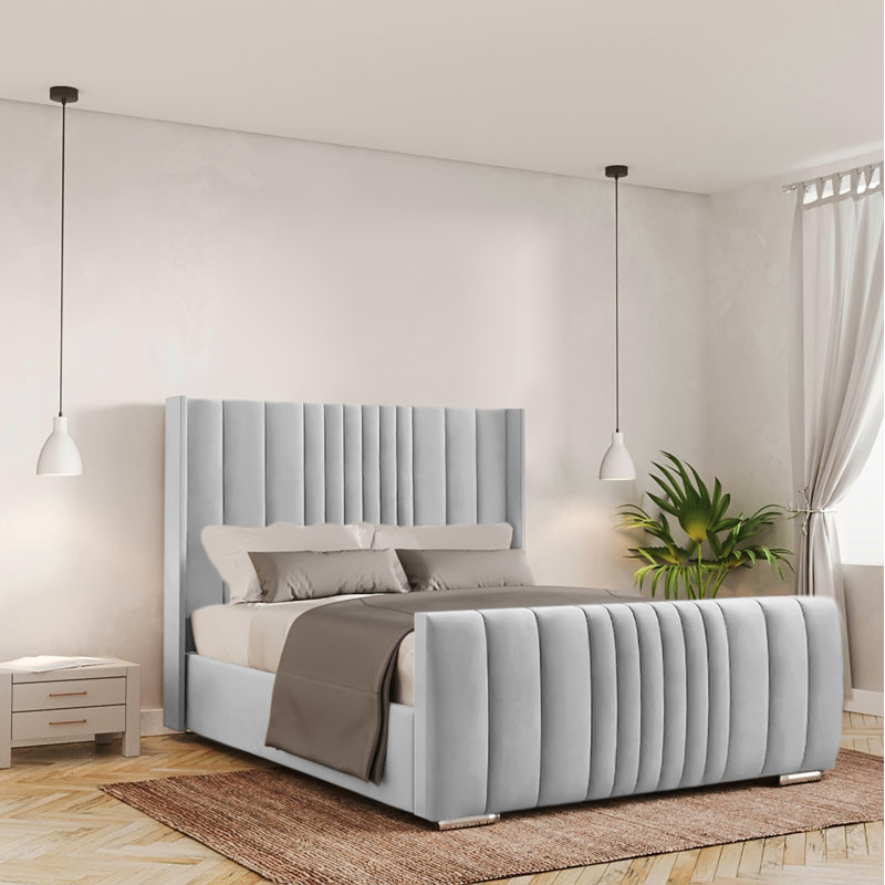 Bastin Upholstered Ottoman Storage Bed, Light Silver, Double (4'6)