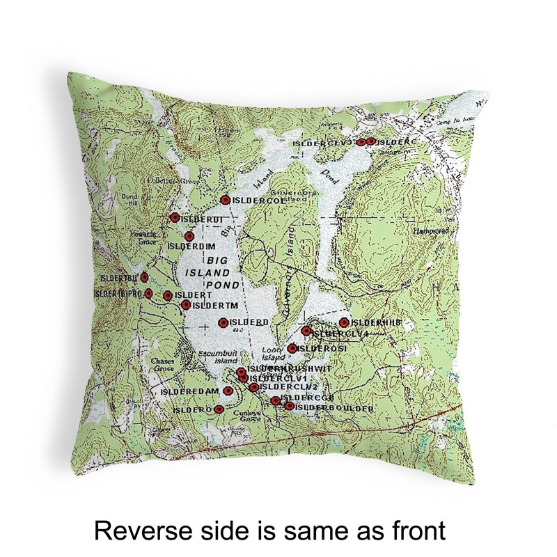  Coussin lombaire intérieur / extérieur Big Island Pond, Nh Nautical Map