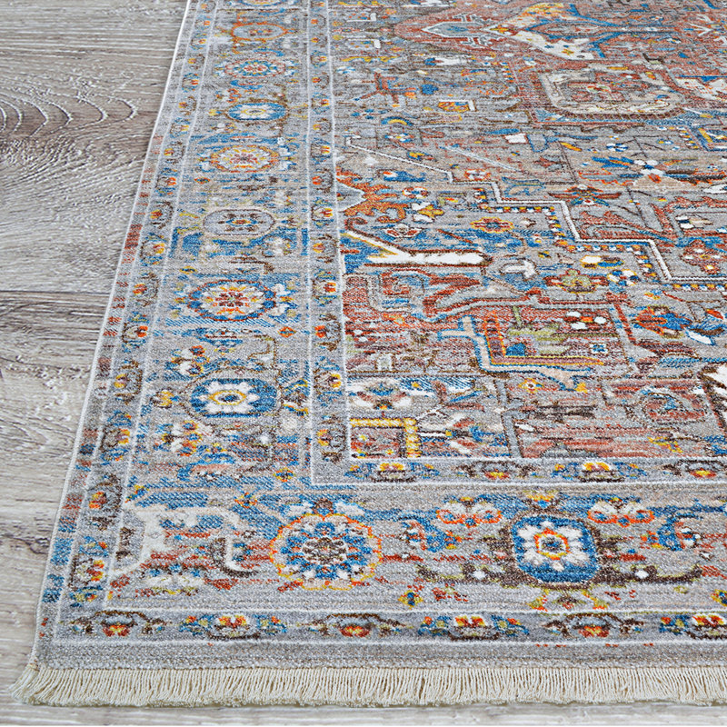 Tapis brun brique / multicolore Temaka Kerman, 8 pi 6 po x 13 pi 6 po