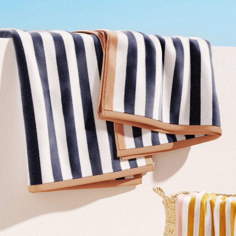 Serviettes de plage surdimensionnées 100% coton, Stone Blue / Clay