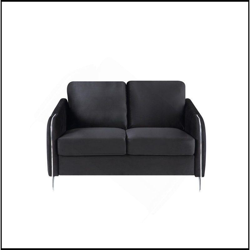 Causeuse moderne chic 54 "en velours noir Hathaway