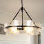 Lustre tambour à 4 lumières à intensité variable en verre noir pour lustre de salle à manger suspendu au plafond