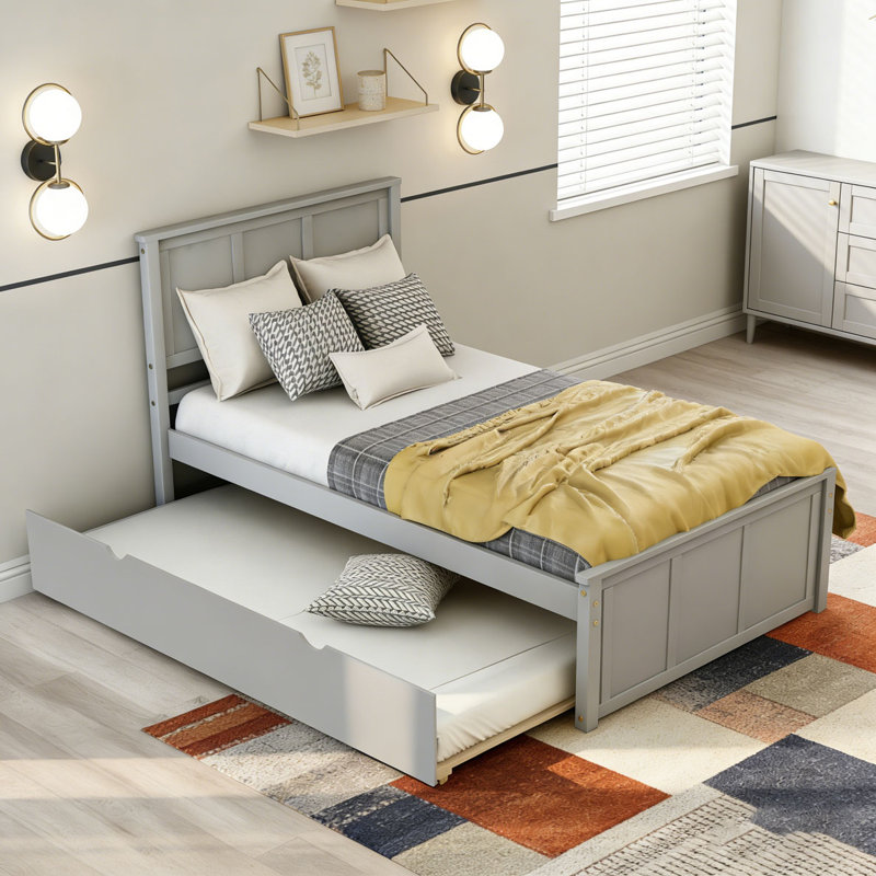 Lit plateforme avec lit gigogne simple, Espresso