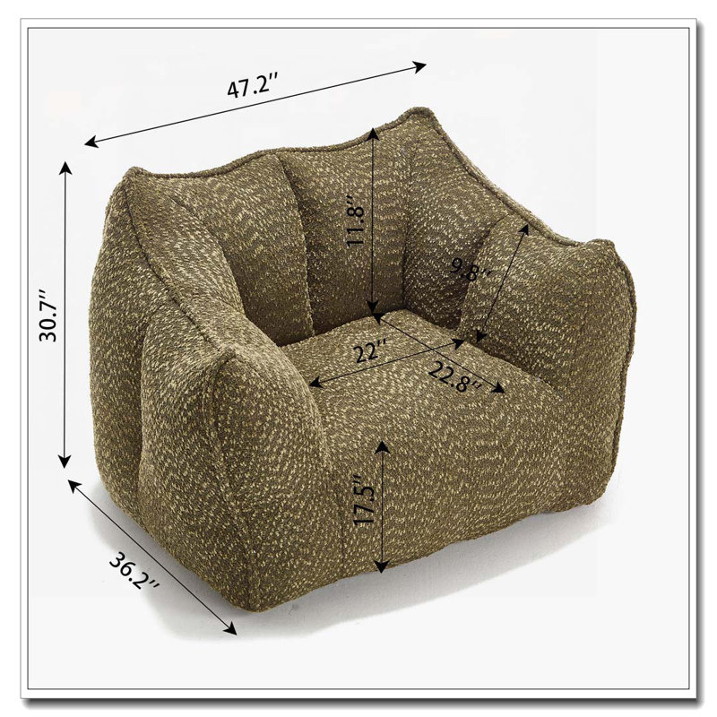 Fauteuil à billes en chenille, Vert olive
