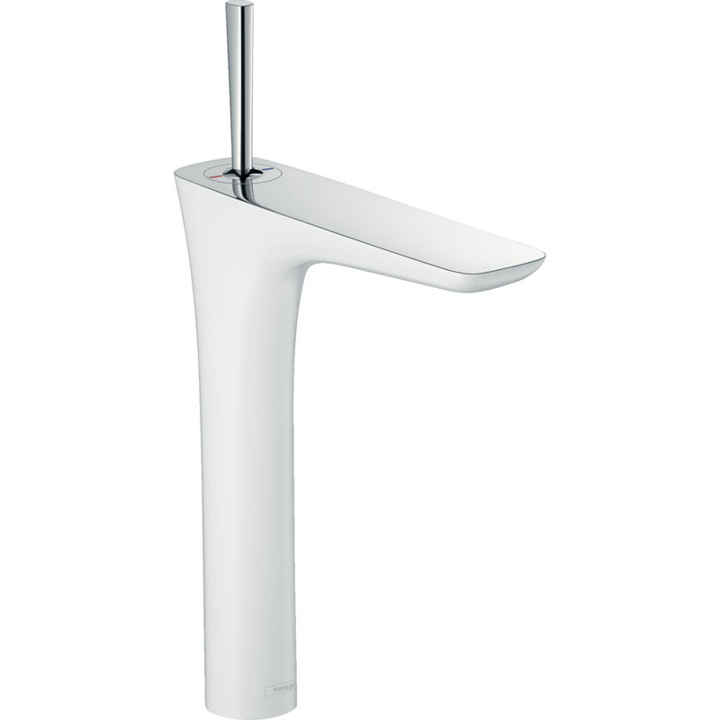 Puravida Single Handle Kitchen Faucet, Chrome/White