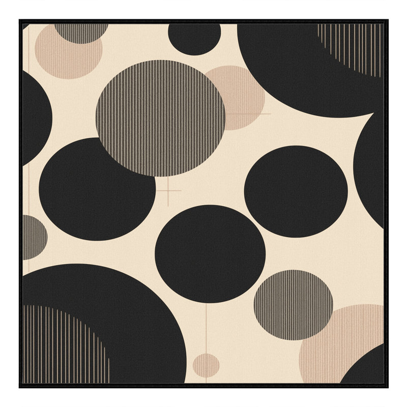 Machine Washable Pavla Modern Geometric Rug in Black – Black Binding, 8' Square