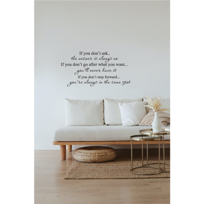 If You Don't Ask Vinyl Wall Decal Inspirational & Motivational Home Decor for Living Room Bedroom Office High-Quality Easy to Apply Removable Uplifting Quote for Personal Growth and Encouragement