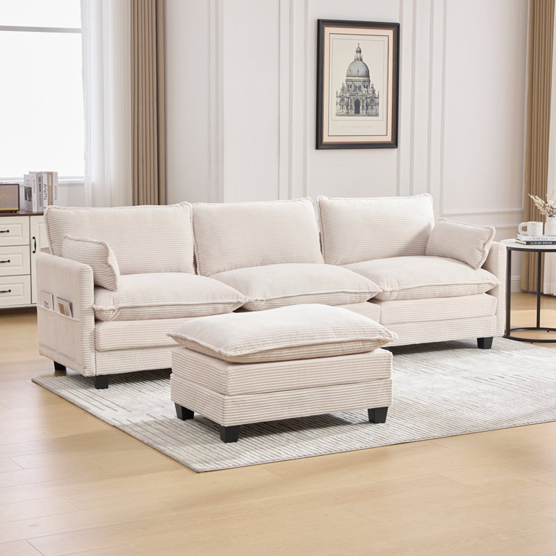 Canapé modulaire surdimensionné avec repose-pieds mobile, Beige