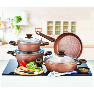 Belfry Kitchen Defne 7 Piece Aluminum Non-stick Cookware Set