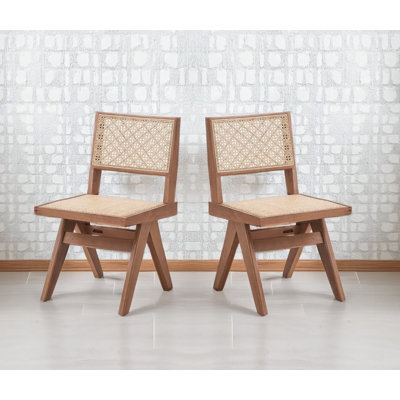 Ensemble de 2 chaises de salle à manger en rotin de style Mid-Century