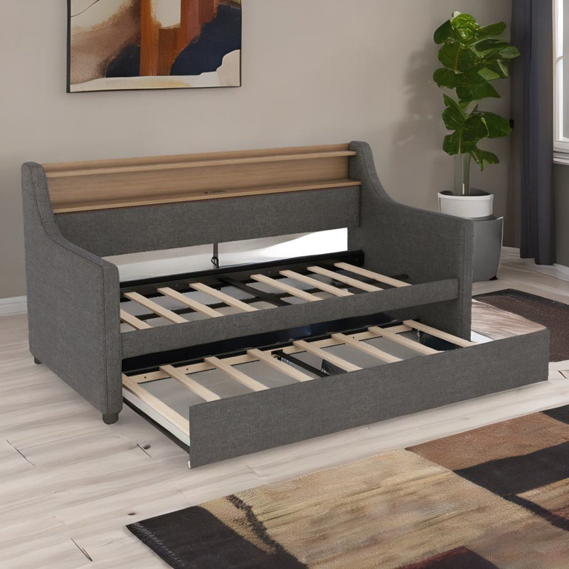 Twin Size Daybed With Storage Drawers, Twin, Gray