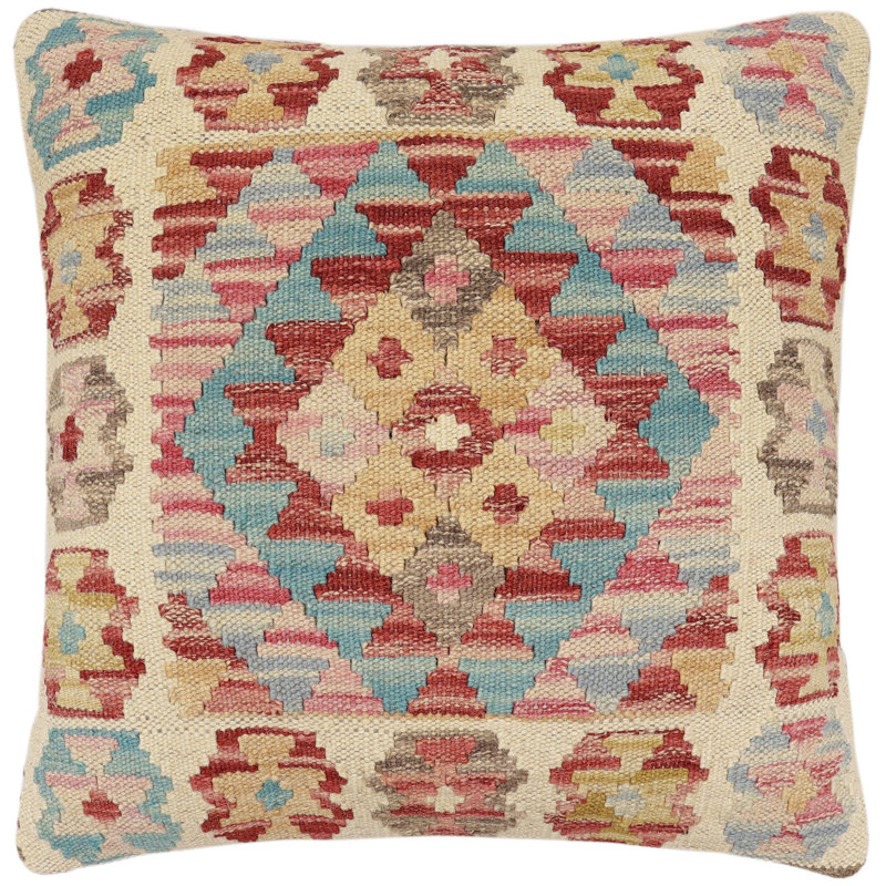 Coussin rustique en kilim tissé à la main Lennie - 17 po x 18 po Rustic