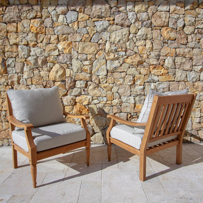 Livingston 2-Person Teak Outdoor Seating Group With Cushions