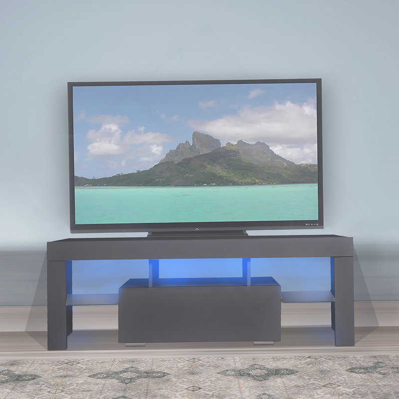 Meuble télé avec rangement et DEL, console multimédia avec tiroir